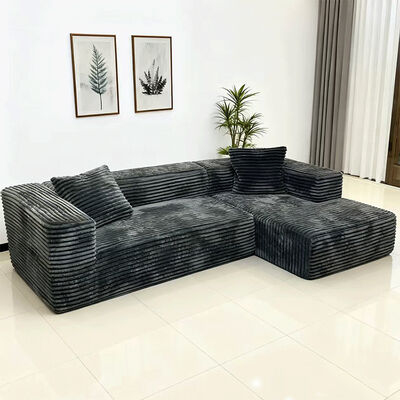 MOYI High Quality Corduroy Fabric Couch Set Living Room Segment Compressed with Extendable and Convertible Vacuum Foam Sofa