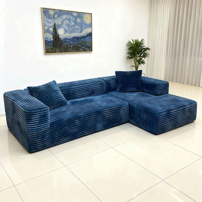 MOYI High Quality Corduroy Fabric Couch Set Living Room Segment Compressed with Extendable and Convertible Vacuum Foam Sofa