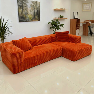 MOYI High Quality Corduroy Fabric Couch Set Living Room Segment Compressed with Extendable and Convertible Vacuum Foam Sofa