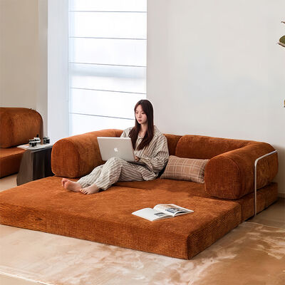 MOYI Modular Nordic Orange Lounge Frameless Sofa Bed Compressible Foam Sponge Sofa