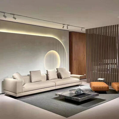 MOYI Italy Design Genuine Leather Living Room White Simple Design Modern Sofa Set l Shaped Leather White Sectional Sofa