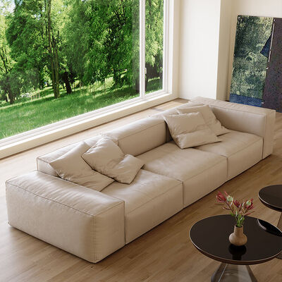 MOYI Custom Design Villa Living Room Queen Size Plush Velvet Fabric L Shaped Sectional Sofa