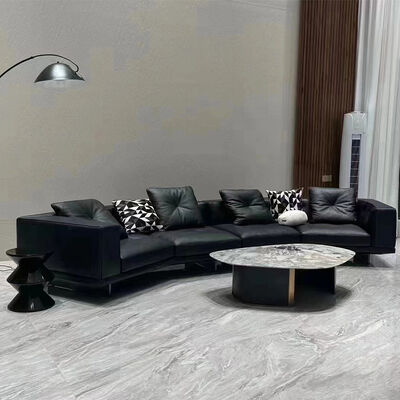 MOYI Modern Large Sectional Couch Set Corner Metal Leather and LeatherSofa Set Living Room Furniture