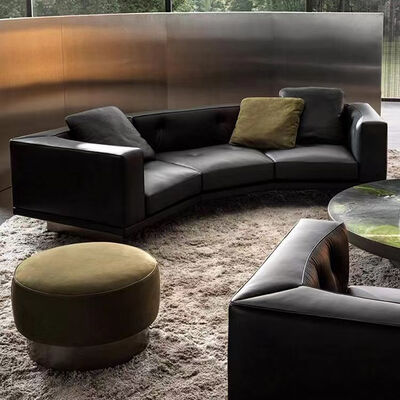 MOYI Modern Large Sectional Couch Set Corner Metal Leather and LeatherSofa Set Living Room Furniture