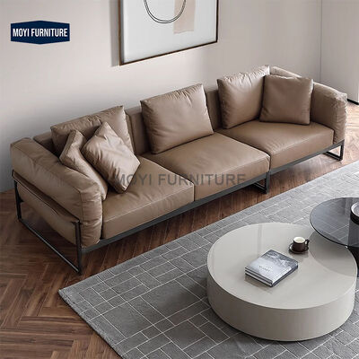 Modern Advanced Down Leather Sofa Italian Minimalist Villa Living Room Creative Luxury Sofa Set