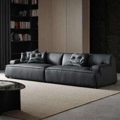 Modern Italian Minimalist Fabric Damasco Sandblasted Cream Color Sectional Sofa Set Sleek for Apartment Use Filled with Sponge