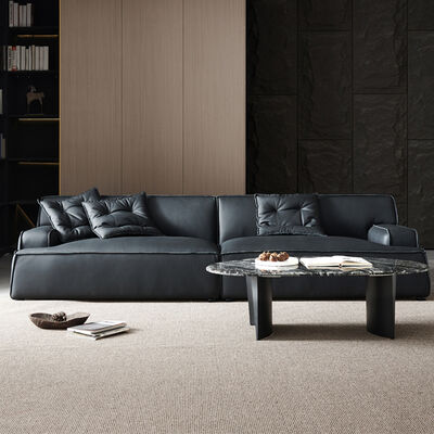 Modern Italian Minimalist Fabric Damasco Sandblasted Cream Color Sectional Sofa Set Sleek for Apartment Use Filled with Sponge