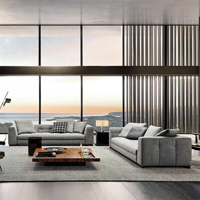 High Quality Custom Modern 4-Seater Sectional Sofa Set Luxury Fabric Couch for Villa Living Room & Hotel Furniture