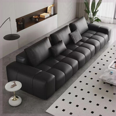 Light Luxury Living Room Leather Sofa Italian Minimalist New High-end Villa Living Room Furniture Straight Sofa Set