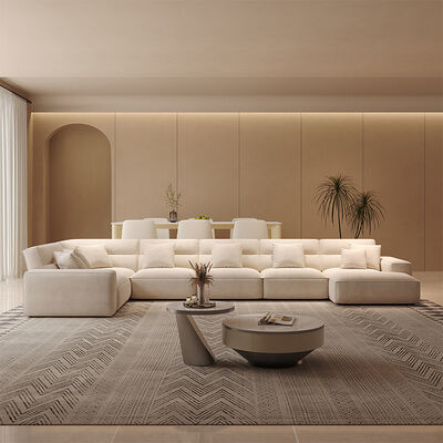 Italian Style Light Luxury Villa Living Room Furniture Sofa High Backrest Corner Combination L-shaped Home Module Fabric Sofa