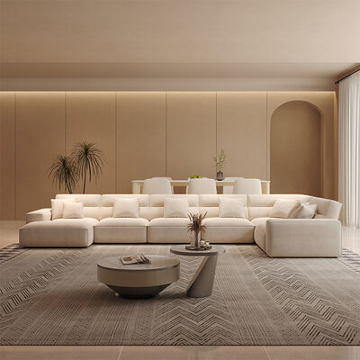 Italian Style Light Luxury Villa Living Room Furniture Sofa High Backrest Corner Combination L-shaped Home Module Fabric Sofa