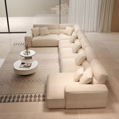 Italian Style Light Luxury Villa Living Room Furniture Sofa High Backrest Corner Combination L-shaped Home Module Fabric Sofa