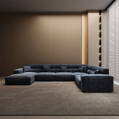 Italian Style Light Luxury Villa Living Room Furniture Sofa High Backrest Corner Combination L-shaped Home Module Fabric Sofa