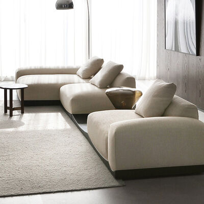 Latest Minimalist Modern Design Durable Fabric Wooden Sofa Couch Villa Home Living Room L Shape Sectional Sofa