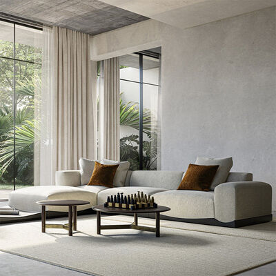Latest Minimalist Modern Design Durable Fabric Wooden Sofa Couch Villa Home Living Room L Shape Sectional Sofa
