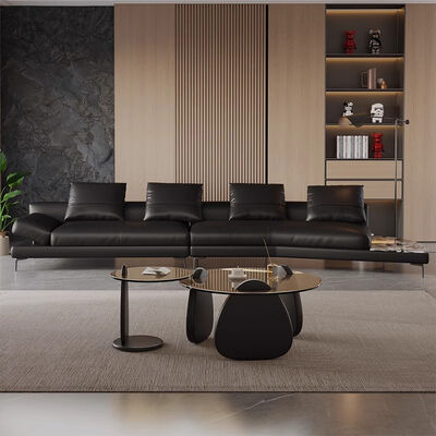 Italian Luxury Modern Villa Hotel Reclining Corner Leather Sectional Sofa Living Room Furniture Sponge Home Sofas