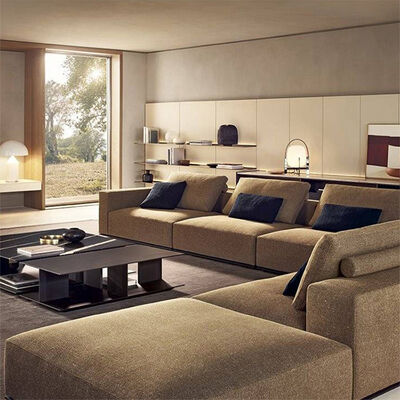 Comfortable Living Room Modular Sofa Set Velvet Fabric Corner Couch with Simple Design  for House Furnishing
