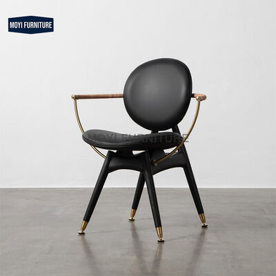 Italian Design Leather Classic Wishbone Dining Chair Mid century Modern Wood and Metal Industrial Luxury Walnut Dining Chair