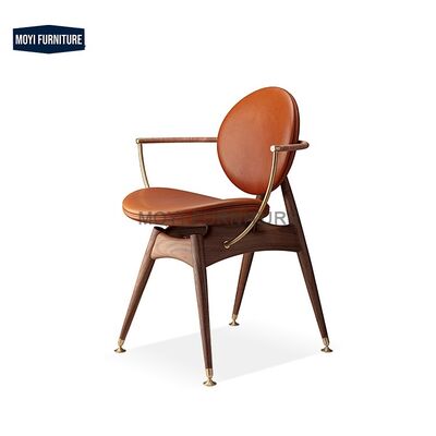 Italian Design Leather Classic Wishbone Dining Chair Mid century Modern Wood and Metal Industrial Luxury Walnut Dining Chair