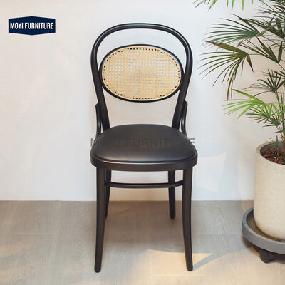 Manufacturer 2023 New Design Bistro Chairs Metal Frame PE Rattan Back Indoor Restaurant Chair