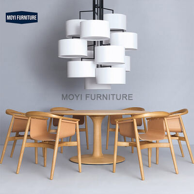 Dining Room Furniture Italian Solid Wood Armchair Modern Curved Backrest Dining Chair With Saddle Leather Seat