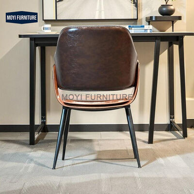 Italian Designer Luxury Dining Room Furniture Set Saddle Leather Fabric High Back Dining Chair for Restaurant