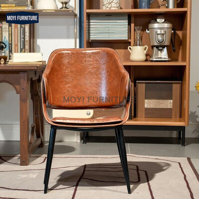 Italian Designer Luxury Dining Room Furniture Set Saddle Leather Fabric High Back Dining Chair for Restaurant