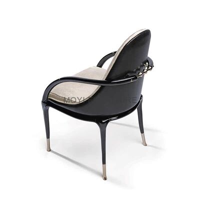 Italian Design Dining Chairs with Comfortable Genuine Leather Backrest Wood Legs Hotel Leisure Cafe Chairs
