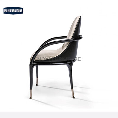 Italian Design Dining Chairs with Comfortable Genuine Leather Backrest Wood Legs Hotel Leisure Cafe Chairs
