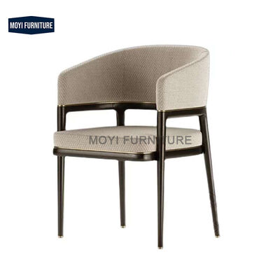 Italian Luxury Dining Chairs and Table High End Villa Home Dining Room Linen Fabric Chair with Armrest