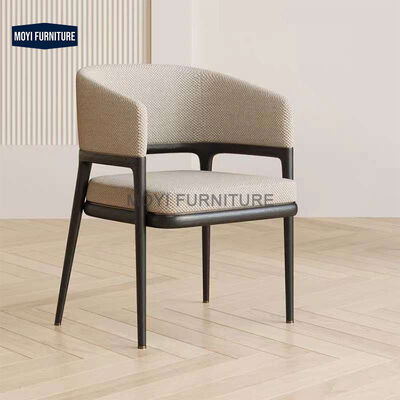 Italian Luxury Dining Chairs and Table High End Villa Home Dining Room Linen Fabric Chair with Armrest