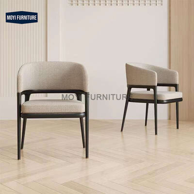Italian Luxury Dining Chairs and Table High End Villa Home Dining Room Linen Fabric Chair with Armrest