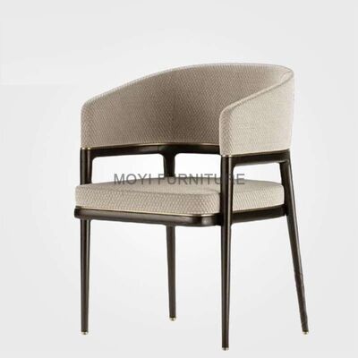 Italian Luxury Dining Chairs and Table High End Villa Home Dining Room Linen Fabric Chair with Armrest
