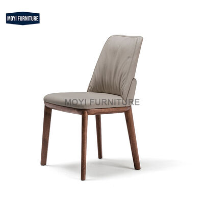 Modern Hotel Wooden Restaurant Chairs Luxury Solid Wood Upholstered Leather Dining Chair for Banquet Dining Room Furniture