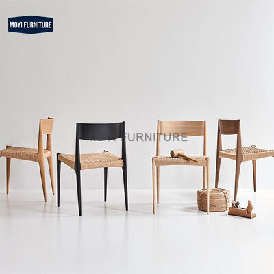 Morezhome Unique Soft Designer Solid Wood Dining Chair with Rattan Seat