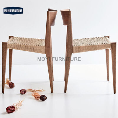 Morezhome Unique Soft Designer Solid Wood Dining Chair with Rattan Seat