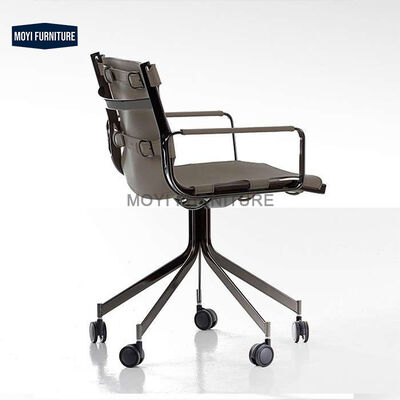 Modern Luxury Office Furniture Stainless Steel Lifted Rotation Wheeling Study Chair Armrest Dining Chair