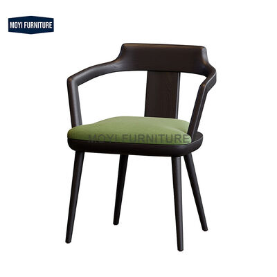 Retro Style Ash Wood Color Armchair Cafe Shop Indoor Canteen Dining Chair with Seat Cushion for Home Restaurant