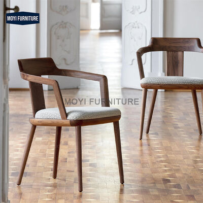 Retro Style Ash Wood Color Armchair Cafe Shop Indoor Canteen Dining Chair with Seat Cushion for Home Restaurant