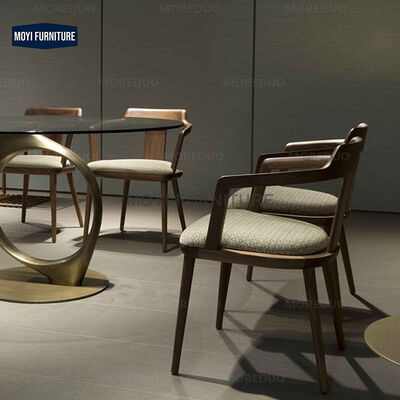 Retro Style Ash Wood Color Armchair Cafe Shop Indoor Canteen Dining Chair with Seat Cushion for Home Restaurant
