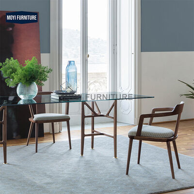 Retro Style Ash Wood Color Armchair Cafe Shop Indoor Canteen Dining Chair with Seat Cushion for Home Restaurant