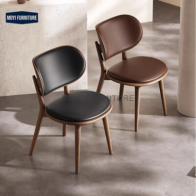 Nordic Solid Wood Dining Chairs Leisure Chairs Coffee Shops Restaurants Leather Armchairs Designer Hotel Negotiation Chairs