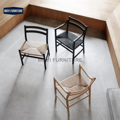 Arm Dining Chair Made of Solid Ash Wood Frame with Woven Rattan on the Seat for Indoor and Outdoor Use