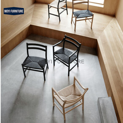 Arm Dining Chair Made of Solid Ash Wood Frame with Woven Rattan on the Seat for Indoor and Outdoor Use
