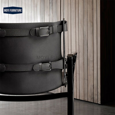 Soft Leather Metal Frame Lounge Hotel Accent Chair for Events Modern Luxury Dining Room Restaurant Chair with Metal Leg