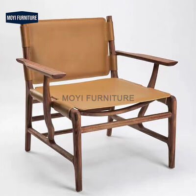 Modern Nordic Furniture Ash Wood Solid Wood Armchair Living Room Furniture Accent Leather Leisure Arm Dining Chair