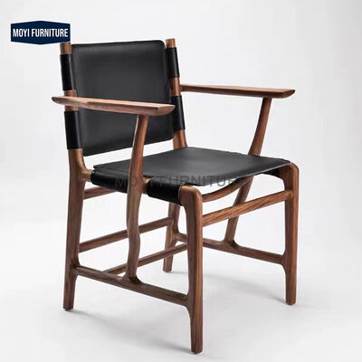 Modern Nordic Furniture Ash Wood Solid Wood Armchair Living Room Furniture Accent Leather Leisure Arm Dining Chair