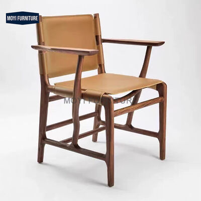 Modern Nordic Furniture Ash Wood Solid Wood Armchair Living Room Furniture Accent Leather Leisure Arm Dining Chair
