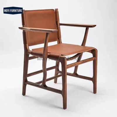 Modern Nordic Furniture Ash Wood Solid Wood Armchair Living Room Furniture Accent Leather Leisure Arm Dining Chair
