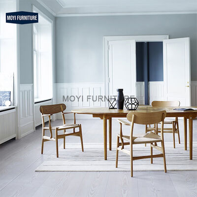 MOYI Restaurant Furniture Curved Back Accent Solid Wood Dining Rope Seat Dining Chair